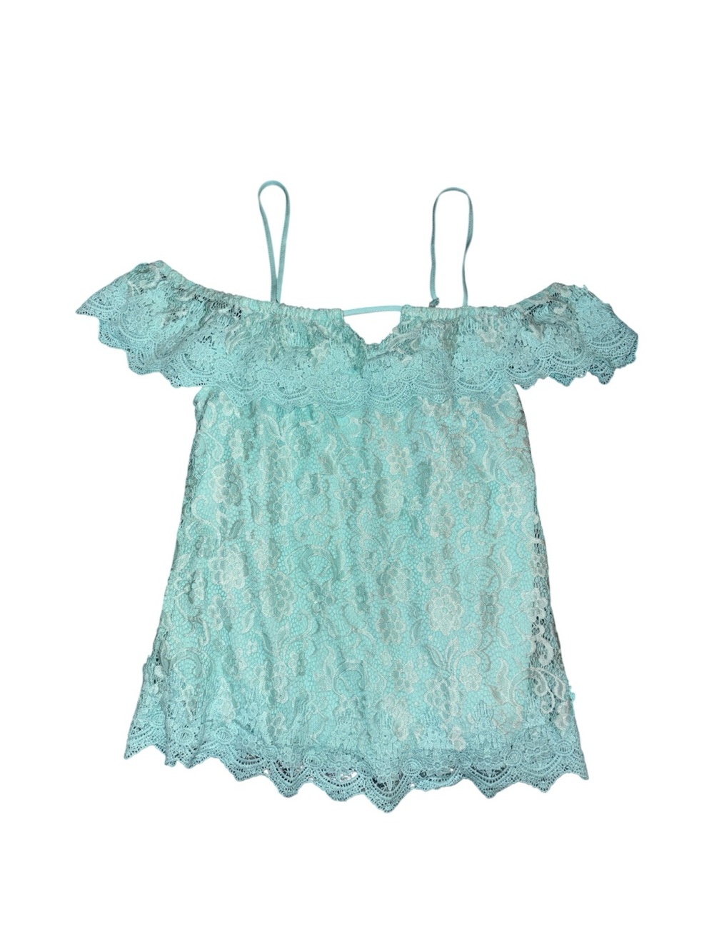 Women's Off-Shoulder Lace Camisole Top in Mint
